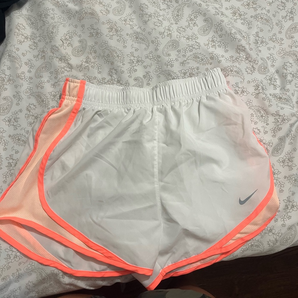 White and Orange Nike Shorts